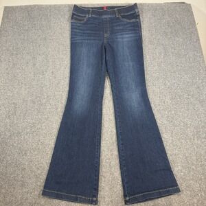 Spanx Jeans Womens Large (Fits 32x33.5) Blue Flare Pull On Dark Wash Stretch‎
